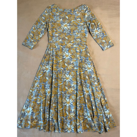 Pact Dresses & Skirts - Pact Organic Cotton Midi Dress Sz L Neutral Floral Fit & Flare Earthy